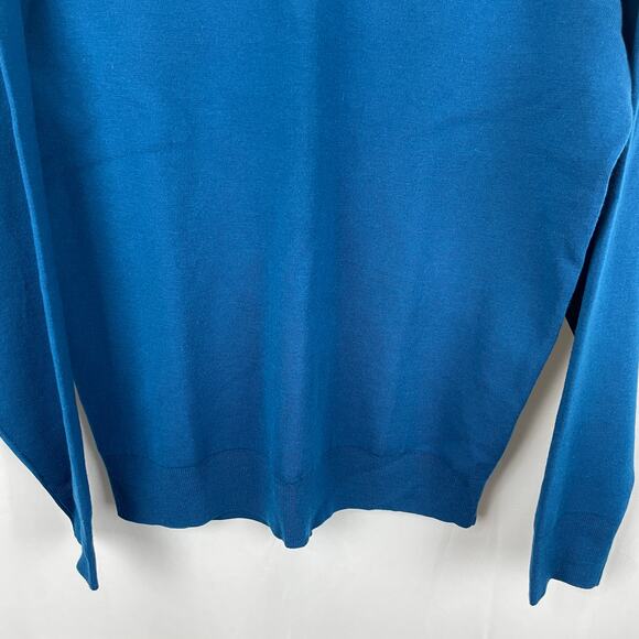 G/Fore Men's V-Neck Merino Wool Quarter Zip Sweater Petrol G4MS23S200 Size M - Picture 3 of 10